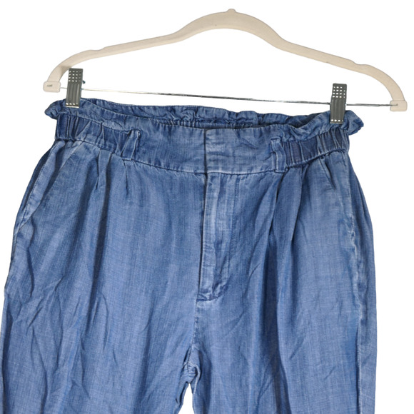 Calvin Klein Chambray Jogger Pants Womens Size 2 Blue High Rise Distressed - Picture 2 of 13